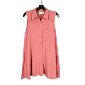 DELETTA Anthropologie SLEEVELESS Mauve BUTTON-UP Swing Knit IPOMOEA TUNIC Top S